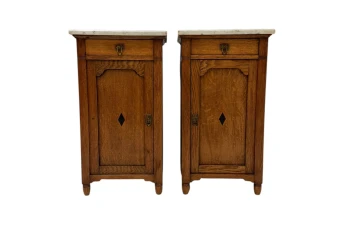 Two Arts & Crafts Art Nouveau Oak Nightstands or Bedside Tables, 1900s